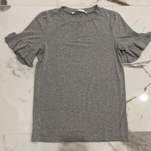 Susana Monaco Gray Ruffle short Sleeve Top, XS